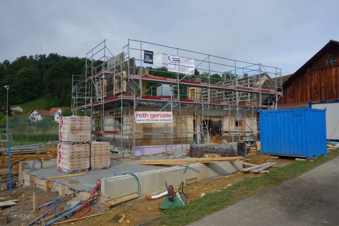 Baustelle eines Neubaus in Arboldswil